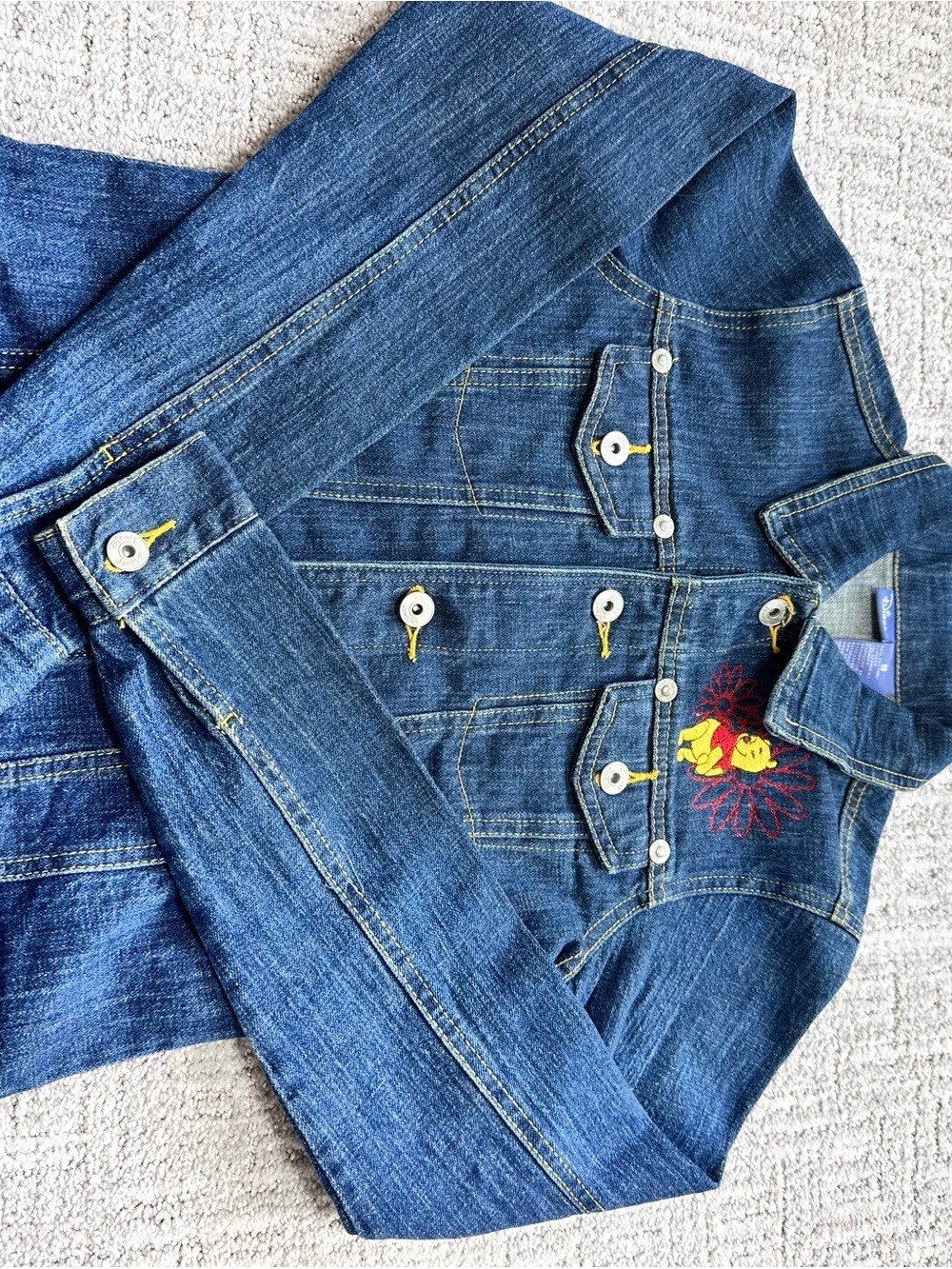 Kids vintage’s 90s Winnie the Pooh Denim Jacket Embroidered Back Patch Japanes - Picture 13 of 14